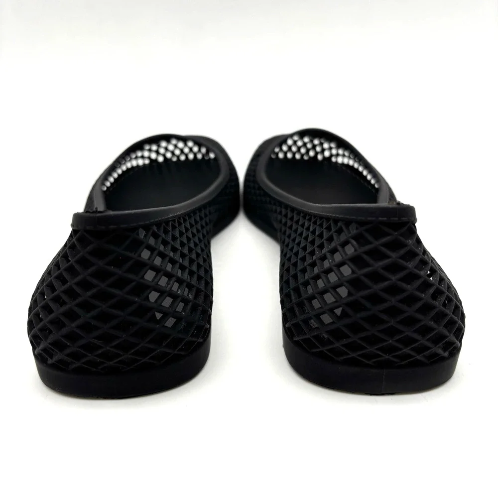 NEW Jeffrey Campbell SUNI Black Square Toe Slip On Jelly Ballet Flats US8 EU38